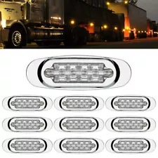 10x Chrome 6.5" LED Side Marker Amber Lights for Kenworth Tow Semi Truck RV 12V