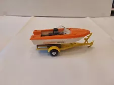 1970 Matchbox King Size Boat and Trailer. Chrysler Speed Boat, Complete