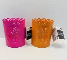 NEW Set Of 2 Day Of The Dead Sugar Skull Tea Light Candle Holder Halloween Tin