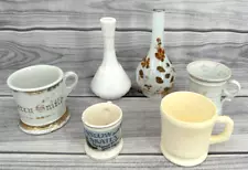 LOT OF VINTAGE BARBER SHAVING MUGS AND BOTTLES