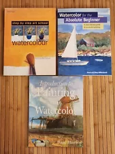 Lot of 3 watercolor painting instructional books for beginners