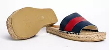 Gucci Red/Navy Slide Espadrille with Web G 7 Sandals Size: US 7.5