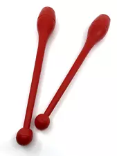 Vintage 80s RHYTHMIC GYMNASTICS Plastic CLUBS Red WANDS Equipment 13.75"