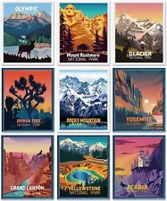 9 Pieces Vintage National Park Posters Art Prints Nature Wall Mountain Travel