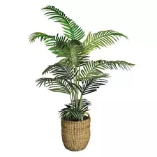 LCG SALES INC Artificial Areca Palm Tree Plastic Green W/ Handmade Woven Basket