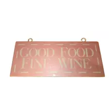 "Good Food Fine Wine" Rustic Dark Purple Distressed Wood Plaque Sign