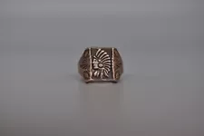 Old Pawn Navajo sterling Silver Ring Indian Head Size 9