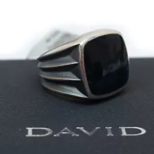 New DAVID YURMAN Men's 20mm Silver Knife Edge Inlay Pietersite Ring Size 9