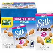 Shelf-Stable Almond Milk, Unsweetened Vanilla, Dairy-Free, Vegan, Non-GMO Pro...