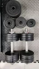 Cast Iron Adjustable Dumbbell Pair (Total 137 Lbs) - LOCAL PICKUP