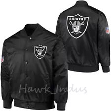 NFL Oakland Raiders Black Varsity Jacket Back Patch Vintage Style Bomber Jacket