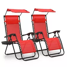 MoNiBloom Set of 2 Folding Lounge Chairs for Outside, Zero Gravity Recliner P...