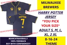 MILWAUKEE BREWERS HARRY POTTER JERSEY 8-16-24 (YOU PICK YOUR SIZE) *PRE-SALE*