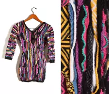 Coogi Dress Knit Womens Small Bodycon Mini Australia Sweater Purple Pink Keyhole