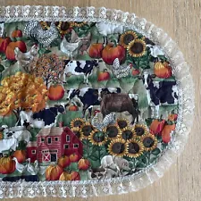 Vintage 1980's Amish Mennonite Farm Cotton Table Covering Centerpiece Place Mat