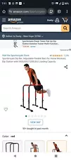 Sportsroyals Dip Bar, Adjustable Parallel Bars for Home Workout, Red