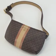Michael Kors Logo Center Stripe Belt Bag Fanny Pack Brown NWOT