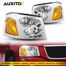 Pair Headlight Assembly For 2002-2009 GMC Envoy Left+Right Chrome Housing EOU (For: More than one vehicle)