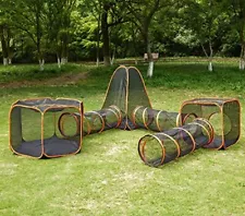 6-in-1 Tent Cat Enclosures with Tunnel for Indoor and Outdoor,Portable Plaype...