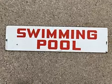 Vintage SWIMMING POOL 24" x 6” Painted Double Sided REAL ESTATE Yard Sign Wood