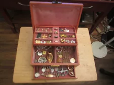 junk drawer lot old jewelry box 14k gold old sterling hearts old coins old watch