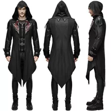 Men's Gothic Hooded Jacket Coat Long Sleeve Cape Knight Assassin Cosplay Costume