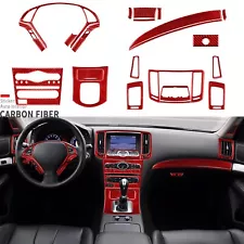 28Pcs Red Carbon Fiber Full Interior Kits Trim For Infiniti G35 G37 Sedan 07-13