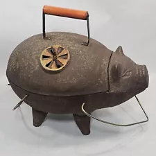 Vintage Cast Iron Pig Hibachi Charcoal Grill Smoker BBQ Camping Cabin Sportsman