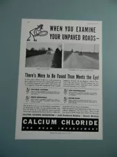 1941 CALCIUM CHLORIDE FOR ROAD IMPROVEMENT SALES ART AD