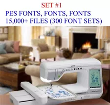 SET 1 15,000 PES Format Machine Embroidery Files (300 Font Sets) on USB