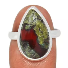 Natural Dragon Blood Stone - India 925 Sterling Silver Ring s.8 CR32800