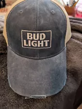 Bud Light Beer Cap Mesh Back Snapback Hat new with tags distressed look