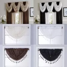 NEW WINDOW COLLECTION VALANCE WATERFALL SWAG TOPPER WITH DECORATIVE TRIM 55"X37"