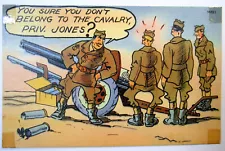 WWII Military You Belong to Cavalry Priv Jones Army Machine Gun Postcard 1892