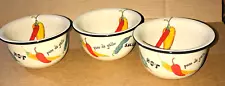 Home & Garden Party Ltd 2004 Hot Peppers Salsa Picante Bowl Stoneware Lot of 3