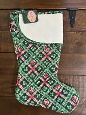 Quilted Christmas Stocking w/ Aida Cross Stitch Cuff by Charles Craft HOLLY MWT