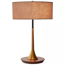 Mid Century Modern Table Lamp Desk Lamps Fabric Shade with LED Bulb