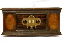 Antique Wooden Fine Arts Radio w/All Tubes Plaza Music Co. NY 1920-30's Vintage