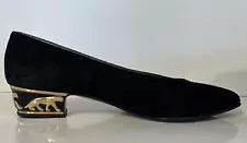 Ramón Tenza "Red" Vintage Women's Size 8 M 'Leopard' Black Suede w/ Gold Heel