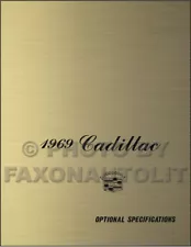 1969 Cadillac Optional Specifications Book 69 Deville Eldorado Calais Fleetwood