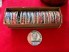 Box Lot Of NOS Vintage Political Campaign Pinback Buttons Humphrey For President