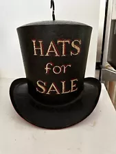 Antique vintage Metal trade sign top hat HATS FOR SALE