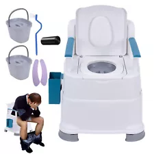 Bedside Commode Chair Padded Seat w/Heightening pad Toilet For Pregnant Elder