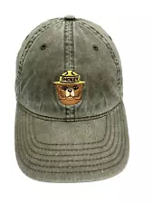 Smokey the Bear Hat Baseball Cap Green Stressed Adjustable