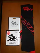 NOS ANSWER Moto Socks Thin Black Red 029238 Size 9-13 MOTO X AHRMA