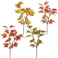 Artificial Maple Leaves Branch Fake Fall Leaves Stems Plants Outdoor For Home☆