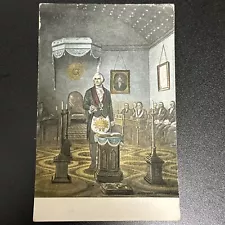 Vintage 1940’s Postcard George Washington at the Altar Masonic Mason Unused