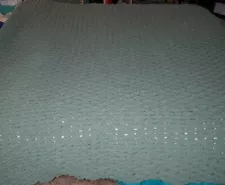 Handmade Sage Green Queen Size Crochet Blanket