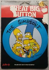 1990 The Simpsons Family Portrait Great Big Button Pin and Easel Back Style