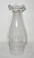 Antique Chimney ~ Pie Crust Top ~ Clear Glass ~ for Oil Lamp ~ 2 ½” fitter